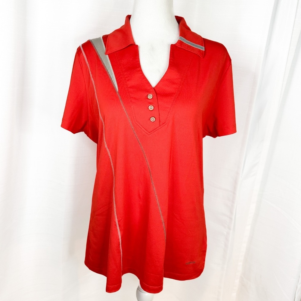 Annika Cutter & Buck Womens Golf Polo Shirt XL Orange Short Sleeve Stretch EUC